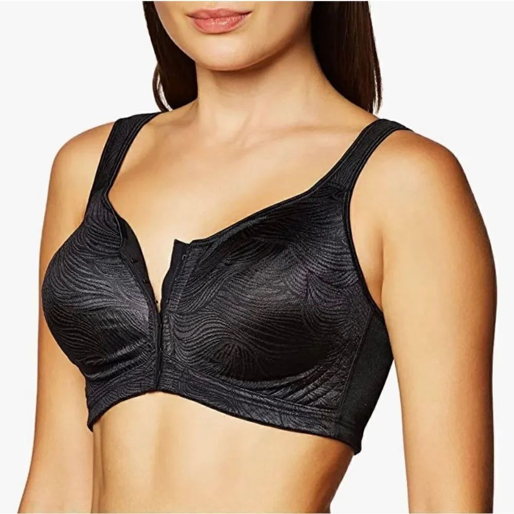 Playtex Women's 18 Hour 36B BLACK Front Close Wirefree Back Support Posture Full - Picture 5 of 13